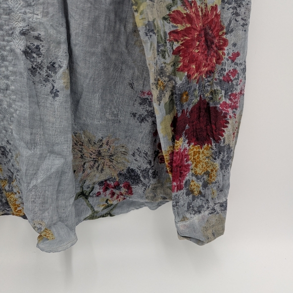 Vintage Goa Floral Embroidered Cotton Tunic Top Boho Hippie Peasant Blouse M - Picture 10 of 11